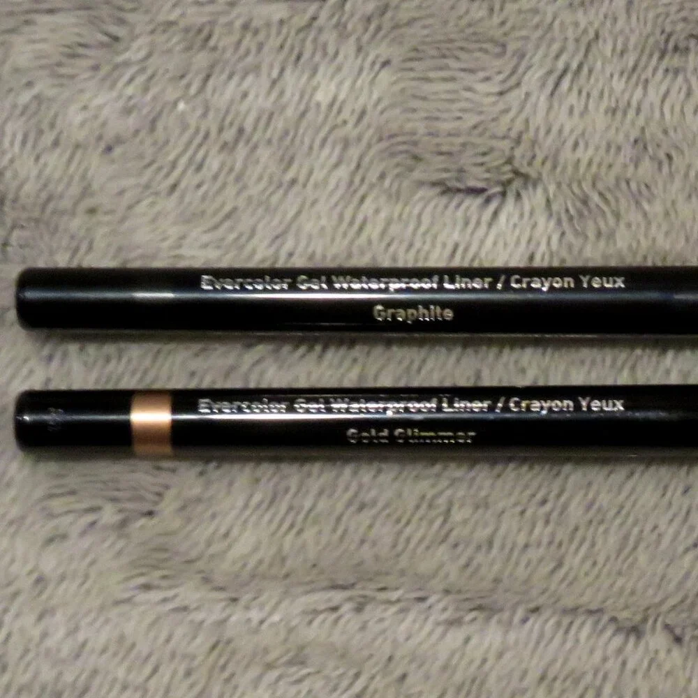 New NWOB Lot 2 Mally Evercolor Gel Waterproof Liners Graphite & Gold Glimmer